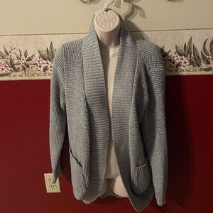 Gray Open-Front Cardigan